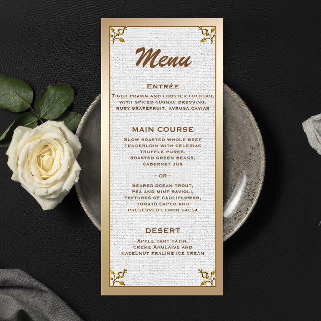 Menu Recepção de casamento Floral Dourado rosa (Criador carregado)
