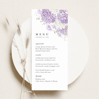 Menu Recepção de Casamento Floral Lavanda Lilás Branco