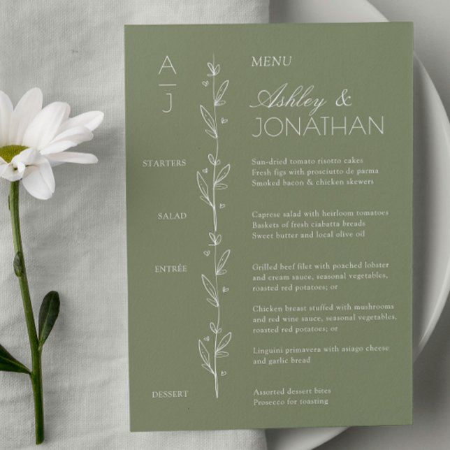Menu Recepção de casamento Floral Moderna (Criador carregado)