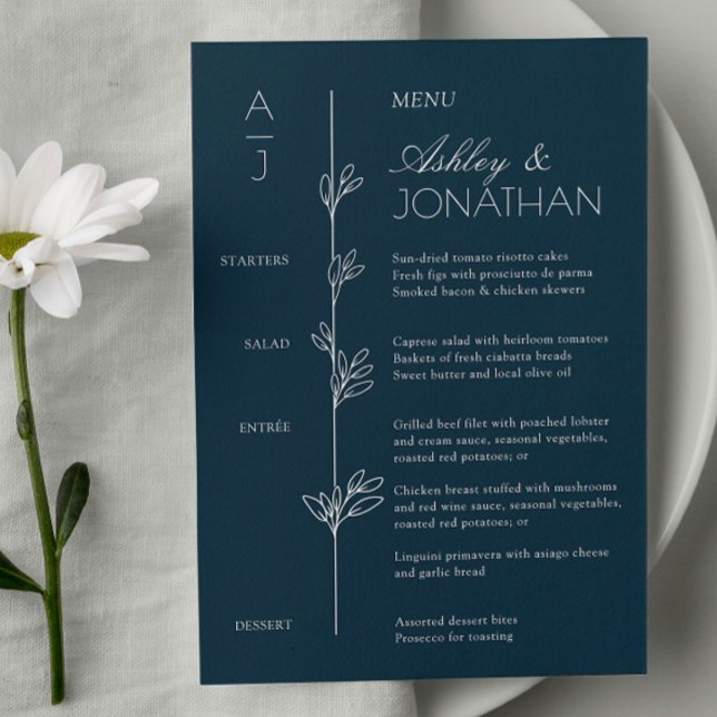 Menu Recepção de casamento Floral Moderna (Criador carregado)