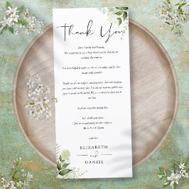 Menu Recepção de casamento Greenery, Obrigado, Placa