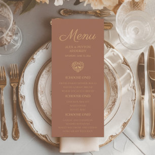 Menu Recepção de Casamento Laranja Queimado Ferrugem Pá