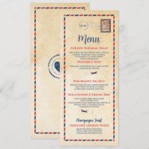 Menu Recepção de Casamento Mapa de Viagem Cartão P