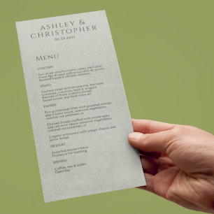 Menu Recepção de casamento mínima moderna de Moss e Sag