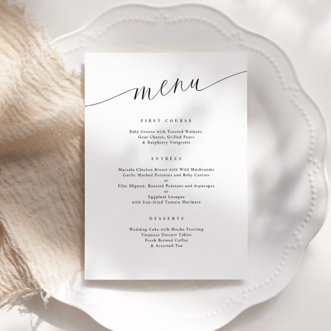 Menu Recepção de Casamento Minimalista Moderna e Elegan (Elegant Modern Simple Wedding Menu with Thank You on Back)