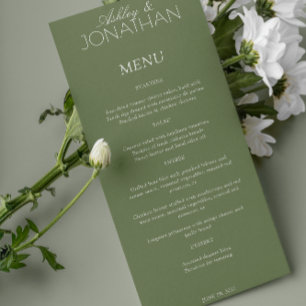Menu Recepção de casamento moderna centrada em tipograf