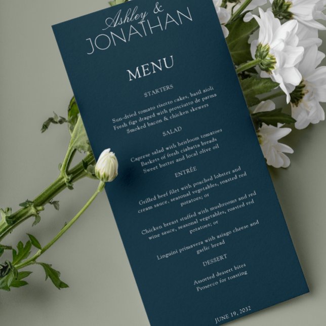 Menu Recepção de casamento moderna centrada em tipograf (Criador carregado)