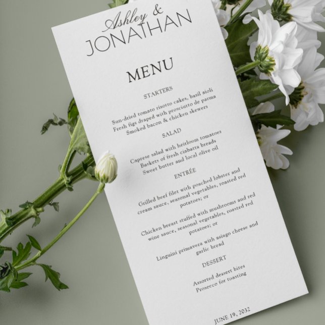Menu Recepção de casamento moderna centrada em tipograf (Criador carregado)