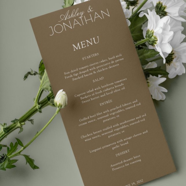 Menu Recepção de casamento moderna centrada em tipograf (Criador carregado)