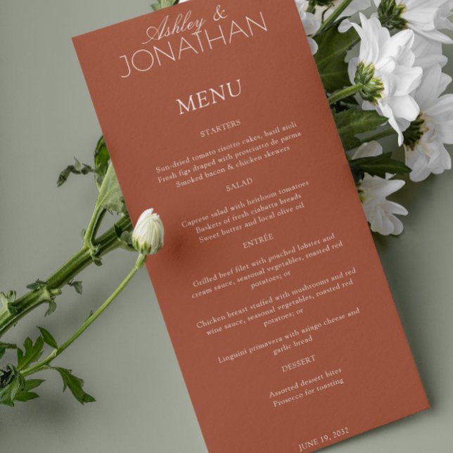 Menu Recepção de casamento moderna centrada em tipograf (Criador carregado)