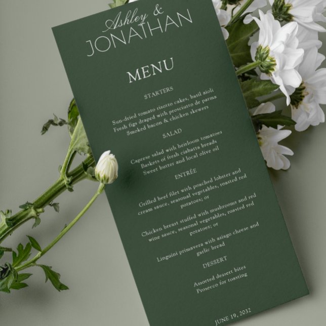 Menu Recepção de casamento moderna centrada em tipograf (Criador carregado)