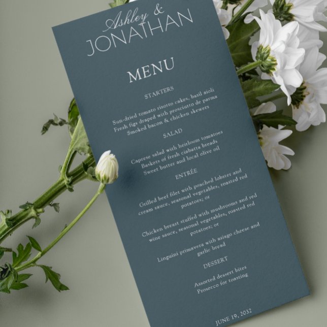 Menu Recepção de casamento moderna centrada em tipograf (Criador carregado)