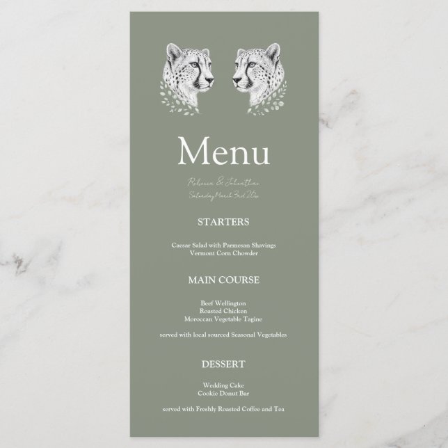 Menu Recepção de Casamento Moderna e Elegante com Arte  (Frente)