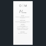 Menu Recepção de casamento Moderna Elegante Minimalista<br><div class="desc">Apresentando nosso Menu de Casamento Moderno Minimalista Preto e Branco, uma adição refinada e elegante à sua capa de casamento que equilibra perfeitamente o design contemporâneo com a sofisticação do eterno. Criados com precisão e olho para a estética minimalista, esses menus são projetados para elevar sua experiência de jantar e...</div>