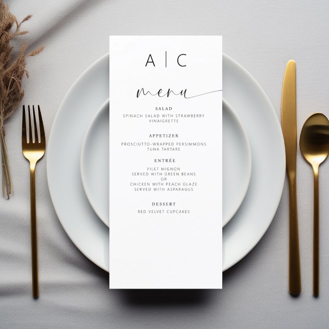 Menu Recepção de casamento Moderna Elegante Minimalista (Criador carregado)