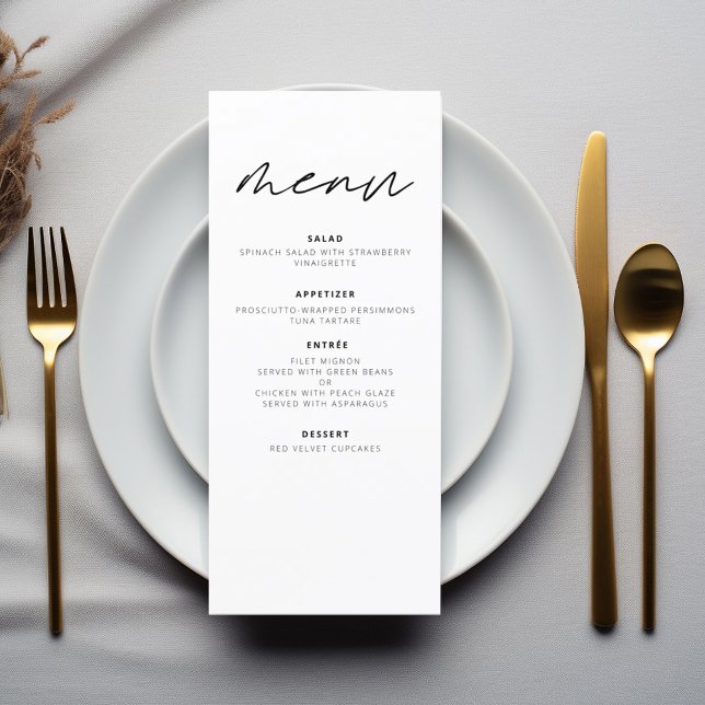 Menu Recepção de casamento Moderna Elegante Minimalista (Criador carregado)