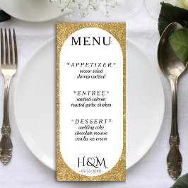 Menu Recepção de casamento Oval Branco e Dourada