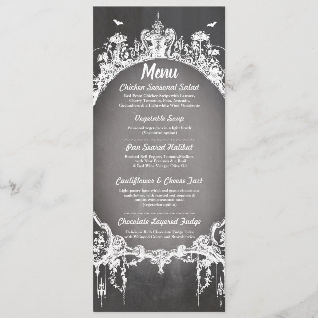 Menu Recepção de Casamento Quadro Gótico Halloween (Frente)