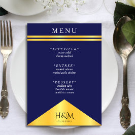 Menu Recepção de casamento Rico marinho azul Dourado St