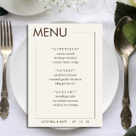 Menu Recepção de casamento Simples de Borda Castanha
