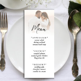 Menu Recepção de casamento Simples de Foto Branca de Om