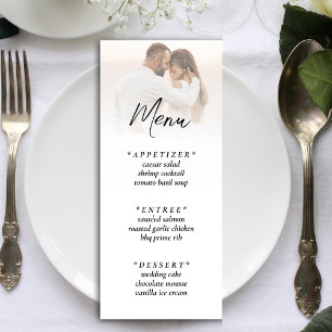 Menu Recepção de casamento Simples de Foto Branca de Om