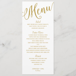 Menu Recepção de casamento   Tipografia moderna (Dourad