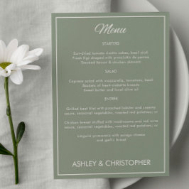 Menu Recepção de casamento Verde Sage de Script Minimal