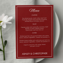 Menu Recepção de casamento Vermelha de Crimson de Scrip