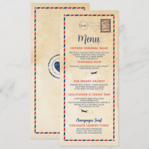 Menu Recepção de Casamento Viagem Cartão Postal Ma