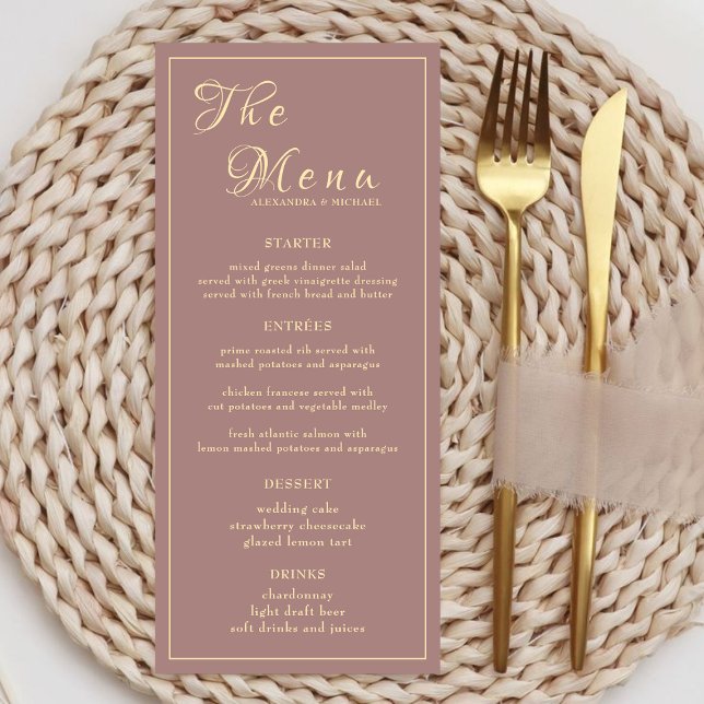 Menu Recepção de Janto de Casamento de Caligrafia Doura (Criador carregado)