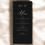 Menu Recepção Elegante de Casamentos de Monograma Branc<br><div class="desc">Apresentando nosso Menu de Casamento Moderno Minimalista Preto e Branco, uma adição refinada e elegante à sua capa de casamento que equilibra perfeitamente o design contemporâneo com a sofisticação do eterno. Criados com precisão e olho para a estética minimalista, esses menus são projetados para elevar sua experiência de jantar e...</div>