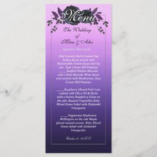 Menu Recepção Elegante de Rosa preto roxo