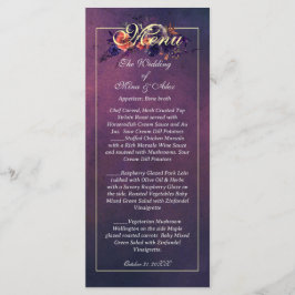 Menu Recepção Floral Roxo de outono Escuro Elegante