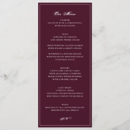 Menu Recepção Formal Casamento Borgonha