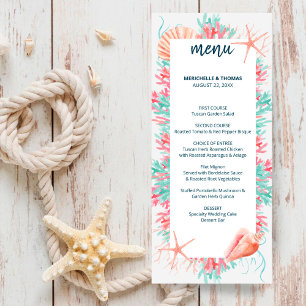 Menu Recife de Coral Tropical Sob O Casamento Marítim