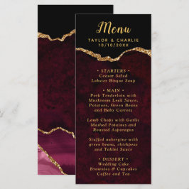 Menu Red and Gold Agate Marble Wedding