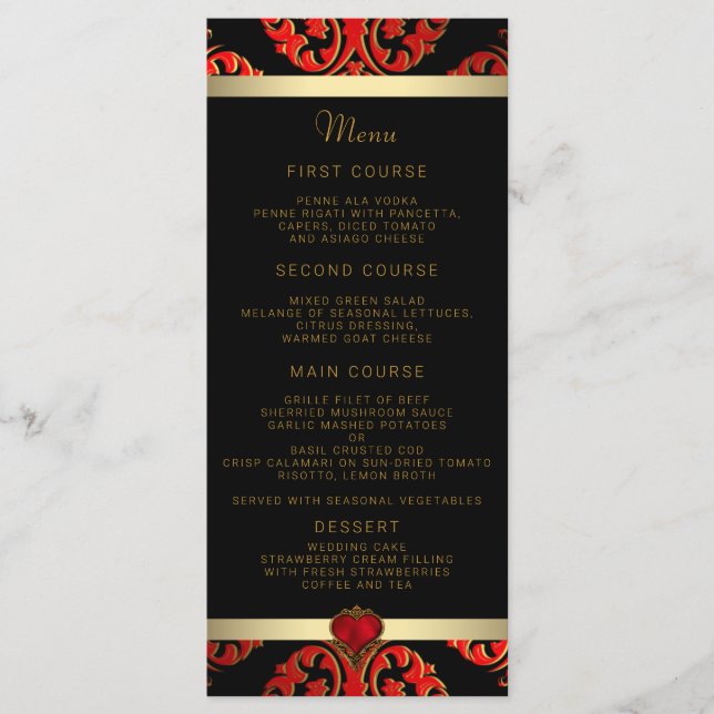 Menu Red Black and Dourado Wedding (Frente)
