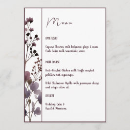 Menu Red Blush Floral Wedding Elegant Romantic