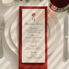 Menu Red bow, Hand drawn Christmas Dinner