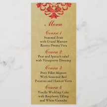 menu Red Gold Wedding