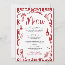 Menu Red Handface Whimsic Italiana Pizza Pasta