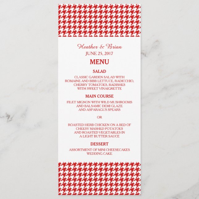 Menu Red Houndstooth Wedding (Frente)