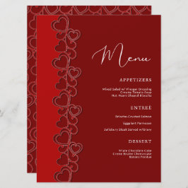 Menu Red Romantic Hearts Swirls Dia de os namorados Fer