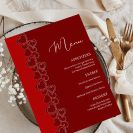 Menu Red Romantic Hearts Swirls Dia de os namorados Fer