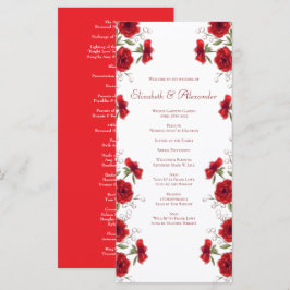 Menu Red Rose Romantic Wedding Programs