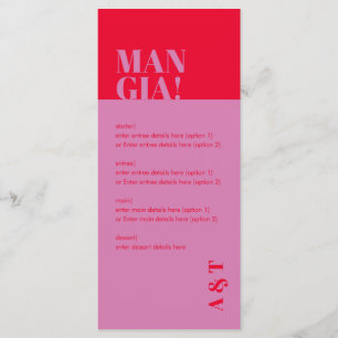 Menu Red Weding Modern Mangia Italiana Rosa