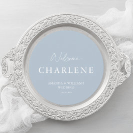 Menu Redondo com Nome de Convidado | Dusty Blue We