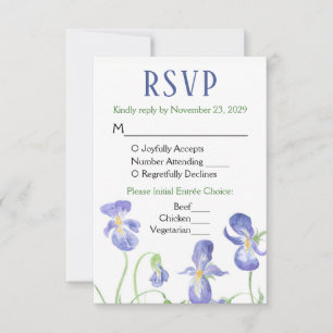 Menu Refeição de Resposta de Casamento RSVP Floral