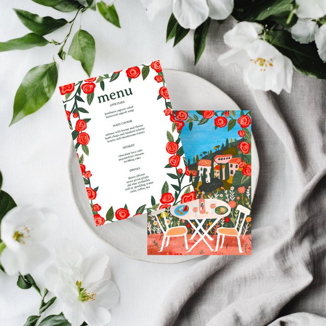 Menu Refeição Personalizada no Campo com Arte da Vista (CUSTOM Countryside Meal with a View Italy France Brunch Lunch Wedding Engagement Bridal Art Menu
)